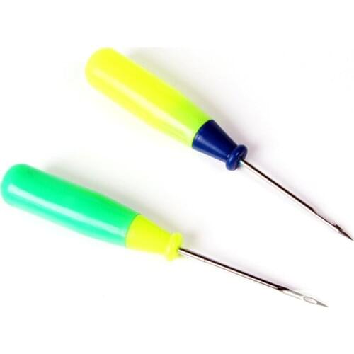2Pcs Steel Stitcher Sewing Awl Shoes&bags Hole Hook DIY Handmade Leather Tool Plastic Handle Cone Needle Shoe Repair Needles