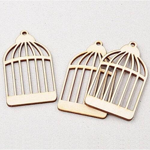 New Hot 25pcs MDF Wood birdcage Shape Cutout Wooden Scrapbooking Embellishment Art Craft Gift Tags Making Wedding Decoration