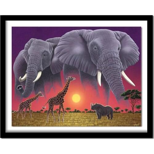 5D DIY Diamond Painting Cross Stitch Kit Full Square/round Diamond Embroidery Giraffe Elephant 3D Diamond 546TT Resin Nabi Piece