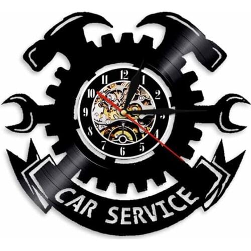 Auto Repair Shop LED Vinyl Record Wall Clock Car Mechanic Service Wall Clocks with 7 Colors LED Change Auto Repair Shop Gift