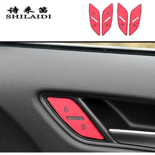 Car Styling Door Unlock Switch Buttons Sequins Stickers For Audi A3 8V S3 2017-2020 Interior Lock Button Decoration Covers Trim