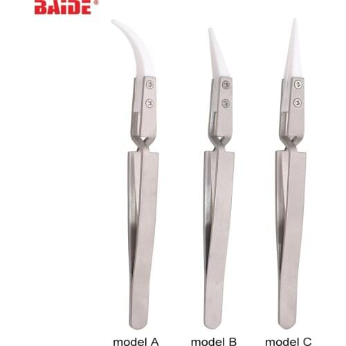 White Ceramic Tweezers Heat Resistant Cross Lock Reverse Automatic Clamp Nipper Forceps Tweezers For E - Cigarette Heating Coil
