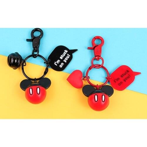 Disney cartoon Mickey Minnie Mouse couple plush doll car key ring student personality womens bag pendant decoration gift