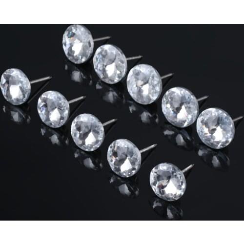 10pcs Crystal Glass Diamond Upholstery Nails Buttons Tack Studs Pins for Crafts Sofa Headboards Wall Decoration 20/22mm