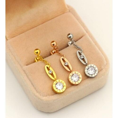 Martick Blade Design Long Style Earrings Round Shape Roman Numerals Engrave Drop Earrings For Girl Never Fade E199