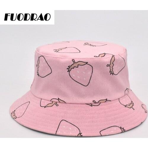 FUODRAO Female New Printed Harajuku Bucket Hat Female Hip Hop Hat Male Universal Outdoor Summer Fisherman Hat Female Sun Hat M93