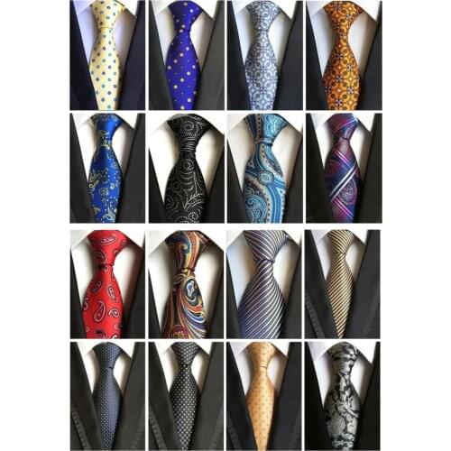 Fashion Classic Paisley Polka Dot Pink Blue Yellow Black Red Gray Jacquard Woven 100% Silk Floral Checked Geometric Stripe Tie