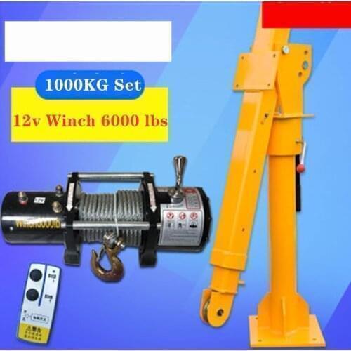 Truck crane 1 ton12/ 24v small truck crane 220V household electric hoist crane Winch 3000 lbs +Truck crane
