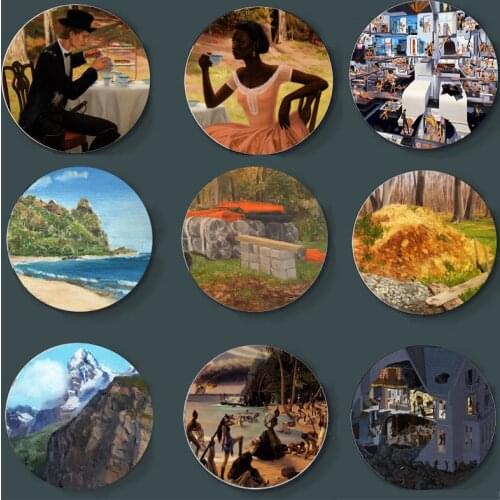 Exquisite Design Hilary Harkness Painting Wall Plate Ceramic Art Background Decorative Plate Home & Garden Crafts