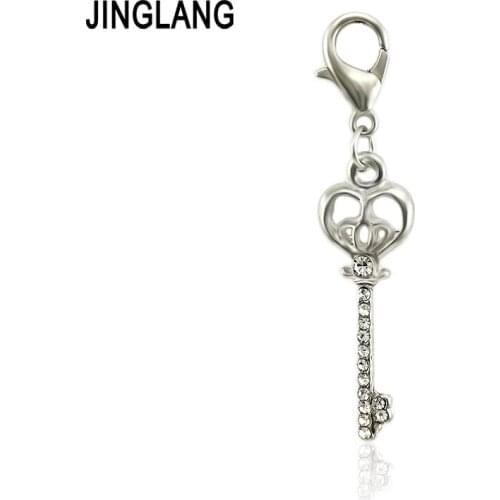 JINGLANG small fairy Charms key charm pendants DIY necklace/ bracelets charms antique silver tone 50 pcs