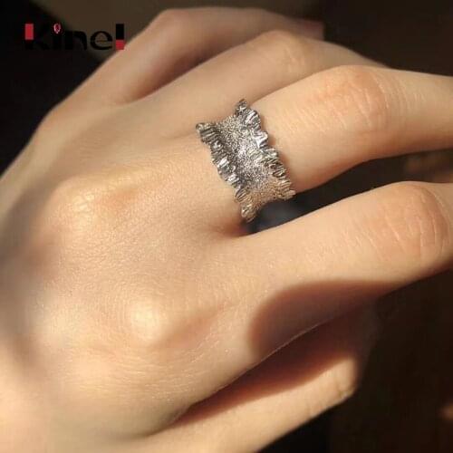 Kinel 925 Sterling Silver Ring Korea Irregular Handmade Ring Ladies Adjustable Free Size Fine Jewelry