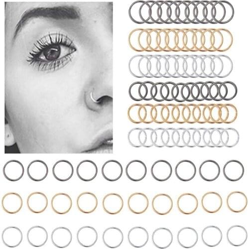 New Nose Ring Creative Nose Stud Nose Studs Gold and Silver Black Ring 60 Pieces Nose Piercing Nose Rings