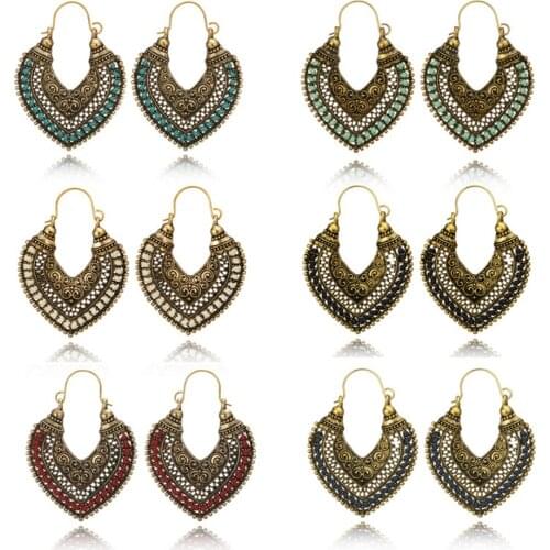 LIMARIO 2021 Vintage Antique Bronze Hollow Heart Carved Flower Drop Earrings for Women Alloy Dangle Earrings Brincos Jewelry