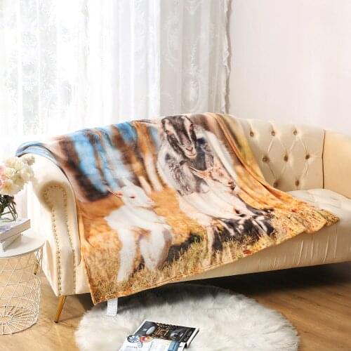 MERRYLIFE Goat Pattern Mechanical Wash Soft flannel Blanket Plaids super warm soft blankets throw on Sofa/Bed/ Travel patchwork