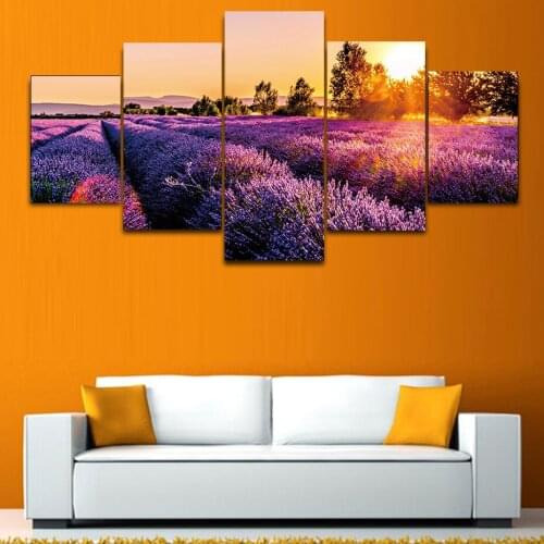 5 Pieces Provence Lavender Field diamond mosaic Sunset Landscape diamond Painting rhinestones Picture For Living Room Home Decor