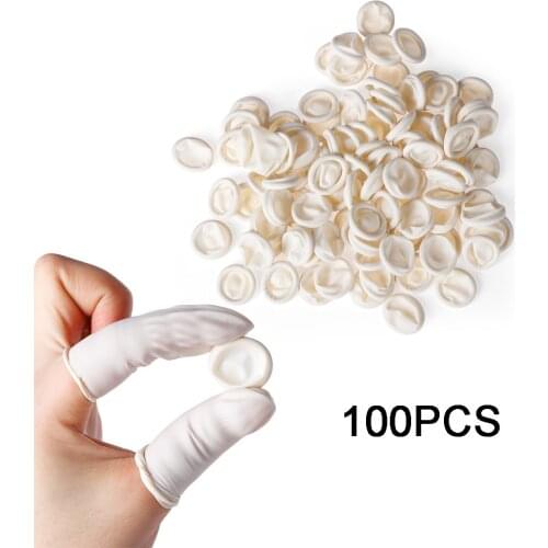 100 Pcs Disposable Finger Cover Natural Rubber Gloves Non-slip Latex Finger Cots Fingertips Protector Gloves Non-toxic