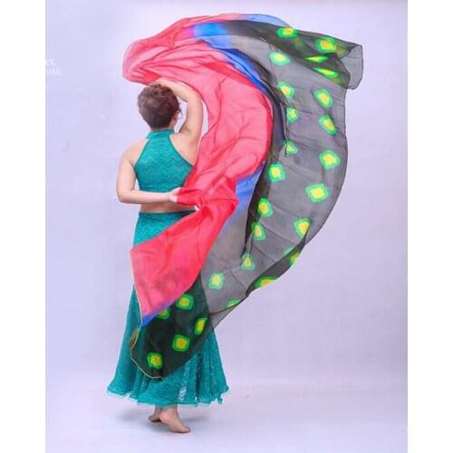 2019 tie-dyed belly dancing 100% Silk Veil New Design dancing Silk Veil hand-Scarfs for Women Pretty dancing silk Veil Shawls