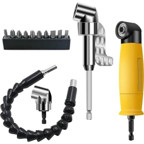 Right Angle Drill 90/105 Degree Multifunction Right Steel Angle Driver Angle Extension Power Screwdriver Drill Adapter Hex Shank