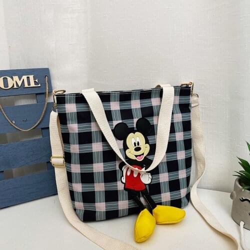 Simple Handbags Women Bags Designer Student Casual Canvas Bag Cartoon Cute Mickey Shoulder Bag Summer New Girls Crossbody Bag