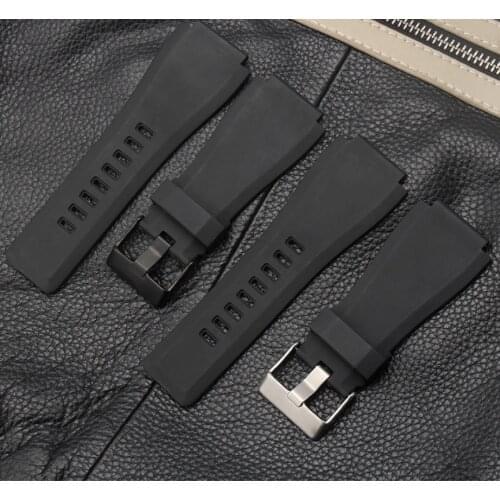 BRETA 34 * 24mm Convex Sillicone rubber watch strap For Bell Series BR01 BR03 men Watchband Bracelet Belt Ross