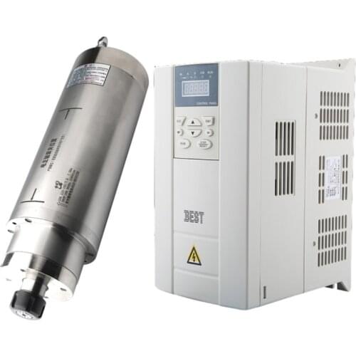 Water cooled 7.5kw D125mm ER25 900HZ AC220V/380V spindle motor & 7.5kw BEST VFD Frequency Inverter