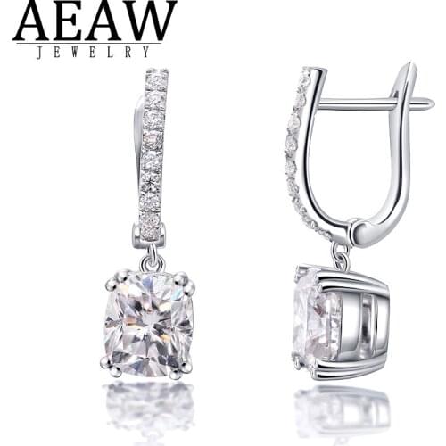 AEAW 1.2ct Excellent Cut DF Color VVS1 Moissanite Earrings Real 18K White Gold Stud Push Back