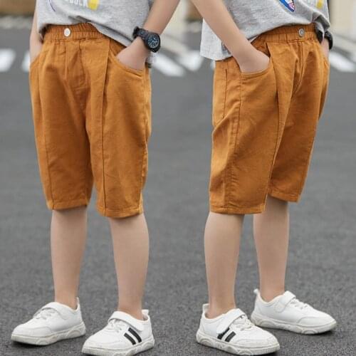 2021 Shorts Spring Summer Thin Casual Pants Boys Kids Trousers Children Clothing Teenagers School Cotton Formal Sport High Quali