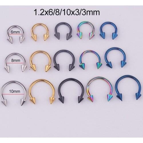 Horseshoe Barbell Bar Spike Nose Rings Cartilage Helix Tragus Septum Ear Nipple Piercing