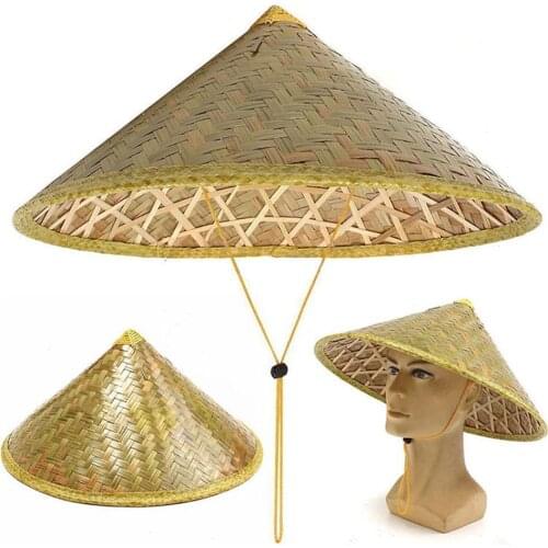 Retro Handmade Weave Straw Hat Chinese Style Bamboo Rattan Hats Tourism Rain Cap Dance Props Cone Fishing Sunshade Hat Fisherman