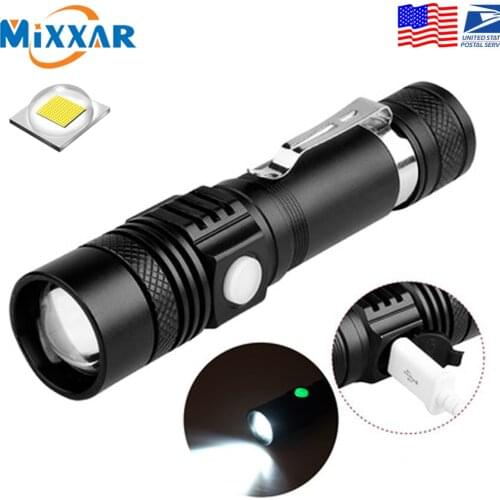 ZK30 T6/L2/V6 Ultra Bright LED Flashlight LED Waterproof Torch Zoomable 3 Lighting Modes Multi-function USB Charging for Camping