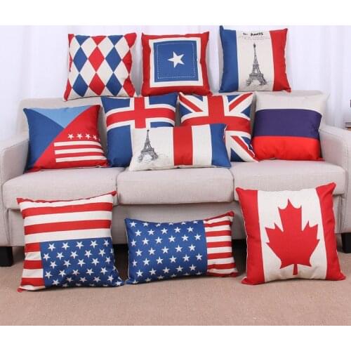 Vintage England Cushion Cover Cotton Linen Decorative Pillowcase Chair Seat Square 45x45cm Pillow Cover Home Living Textile