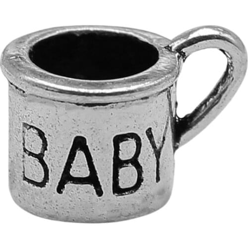 WYSIWYG 10pcs 12mm 2 Colors Antique Silver Color Antique Bronze Plated 3D Cup Charms Tea Cup Charm Baby Cup Charms