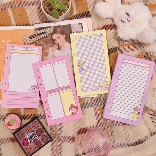 Yisuremia 50 Sheets A6 6 Ring Paper Refill Loose-Leaf Binder Inside Page Colorful For Notebook Journals Agenda School Stationery