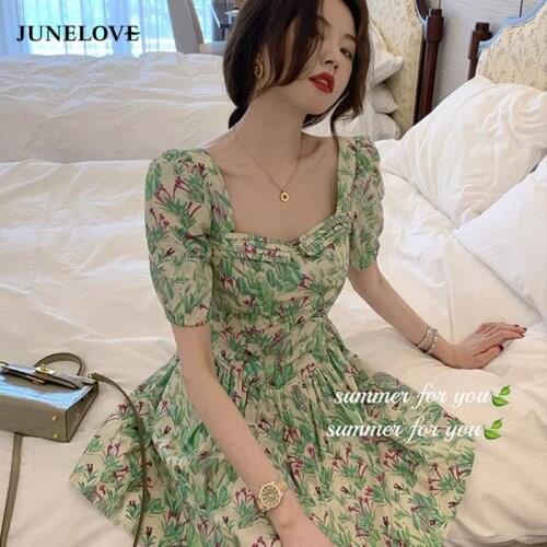 Elegant Floral Boho Dress Women Summer 2021 French Designer Sexy Vintage Midi Dress Fit Chic Casual Party Revolve Sweet Dress