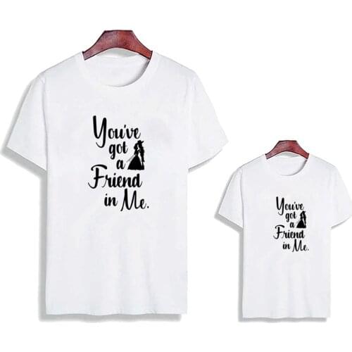 1PC Kids T Shirts Summer Short Sleeve Boys Girls Unisex Family Matching Clothes You've Got A Friend In Me Letter Printed Tees