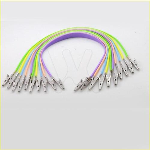 10pcs Dental Patient Bib Clips Chains Coil Napkin Holder Crocodile Clip Stretchy