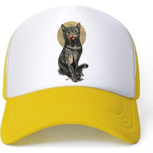 2021 Japanese Anime Cat Casual Plain Mesh Baseball Cap Adjustable Snapback Hats for Women Men Hip Hop Advertising Cap