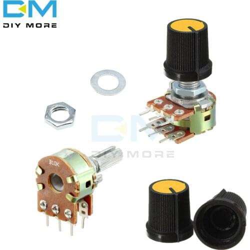 5PCS Potentiometer B1K B2K B5K B10K B20K B50K B100K B250K B500K B1M Resistor Linear Taper Rotary Cap Knob Ohm Electronic