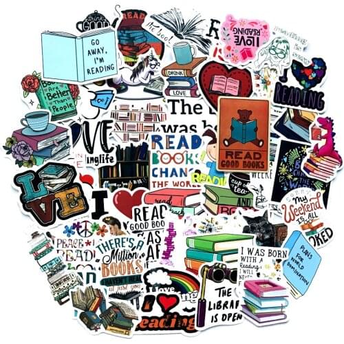 50pcs/set I Love Reading Vinyl Decal Stickers Premium Waterproof Die Cut Matte Reading Books Sticker Best Friend Gifts Toy