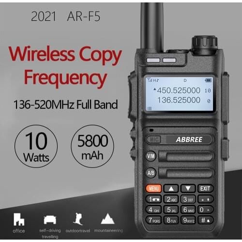 ABBREE AR-F5 Scanner Frequency Walkie-talkie Automatic Wireless Copy Frequency 10W Powerful 5800mAh support USB Charging Radio