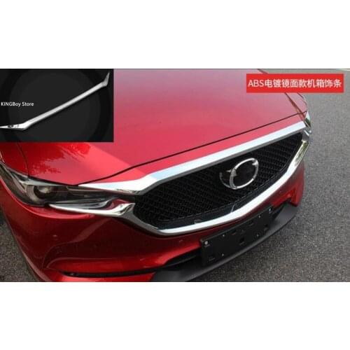 ABS Chrome Front Grille Hood Trim Sticker Strip Engine Cover Trim For Mazda CX 5 2017 2018 Car Accessories Styling