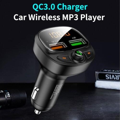 QC 3.0 Dual USB Charger Car Bluetooth 5.0 Fm Transmitter MP3 Player Car Kit TF Card Car Quick Charge Adapter Handsfree Calling