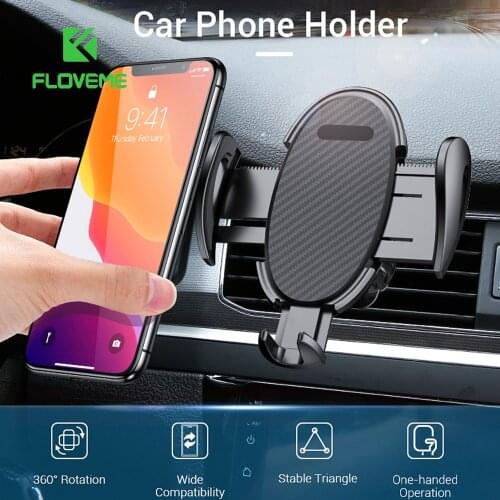 FLOVEME Upgrade Car Phone Holder Quick Button Release 6.7" Inch Air Vent Clip Bracket Gravity Stand Phone Holder Auto Lock Stand