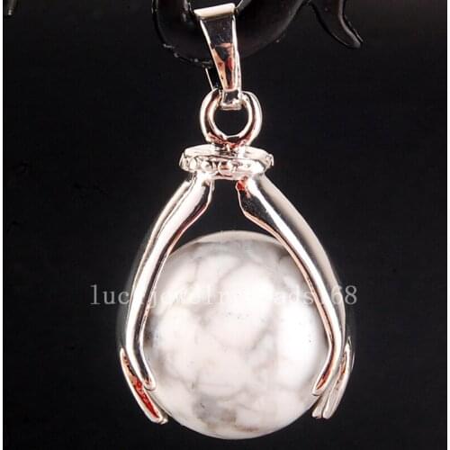 Free Shipping Women Fashion Jewelry 18x28mm White Howlite Round Hand Women Men Pendant Bead C4100
