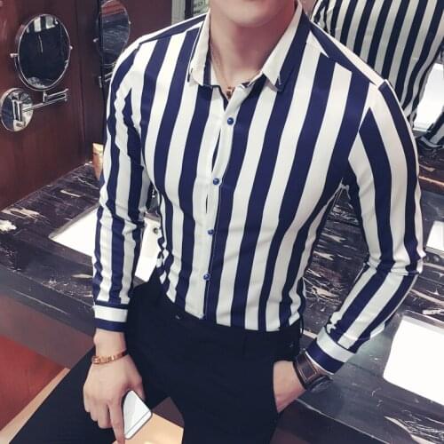 Brand designer shirt 2020 fashion mens long sleeve classic striped slim shirt mens social club prom shirt brand mens clothing