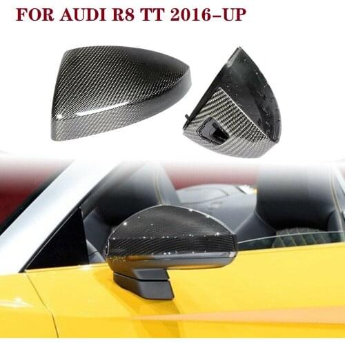 Replacement Style Carbon Fiber Mirror Cover Fit For Audi R8 TT TTS Rear View Mirror Cover Cap With/Without Lane Assist 2016-UP
