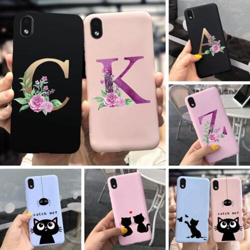 For Samsung Galaxy A01 Core Case Silicone Flower Letters Alphabet Cartoon Phone Case For Samsung A01 M01 A01Core 2020 Soft Cover