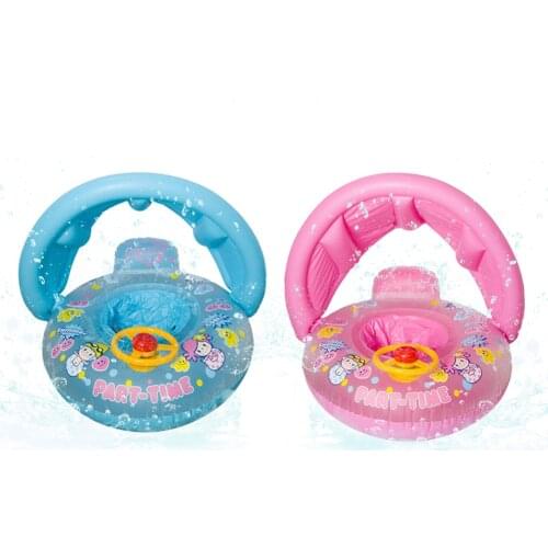 Baby Sunshade Thickening Swimming Boat Cartoon Children Inflatable Swim Ring Steering Wheel Baby Seat Ring