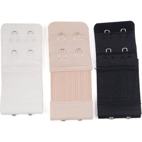 Women Bra Strap Extender Strap 2 Rows 2 Hooks Nylon Clasp Strap Bra Extension Intimates Accessories White/Black/ Nude