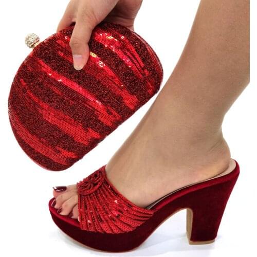 Doershow beautiful African Wedding Shoes and Bag Set Italian Shoes with Matching Bags Nigerian Women party! SNY1-21
